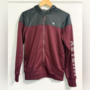 Hurley Youth XL Full Zip Hoodie Jacket | Dri-FIT | Gray Burgundy Two-Tone